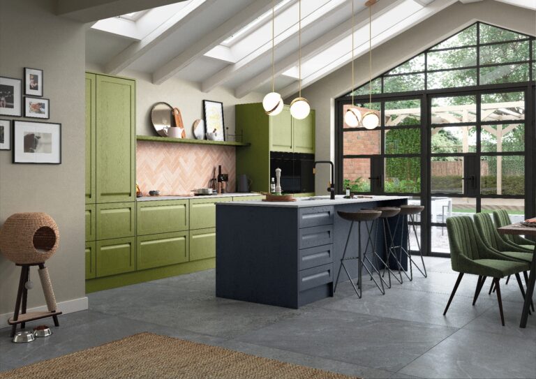 Harborne Slate Blue Stone and CMS Citrus Green 1