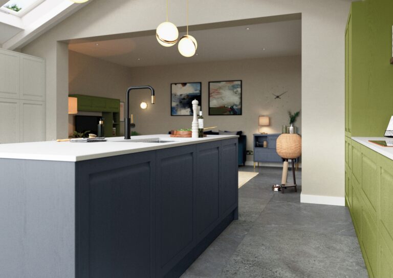 Harborne Slate Blue Stone and CMS Citrus Green 6