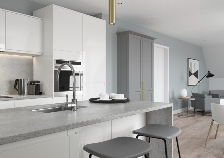 Strada Gloss White and Aldana Dust Grey 2